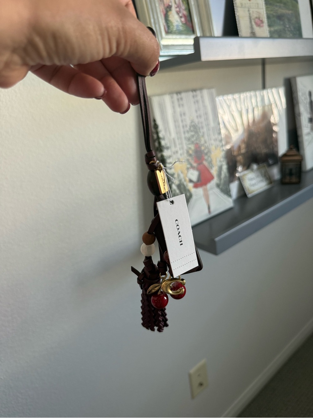 COACH Cherry Heritage Leather bag charm - Picture 2 of 8